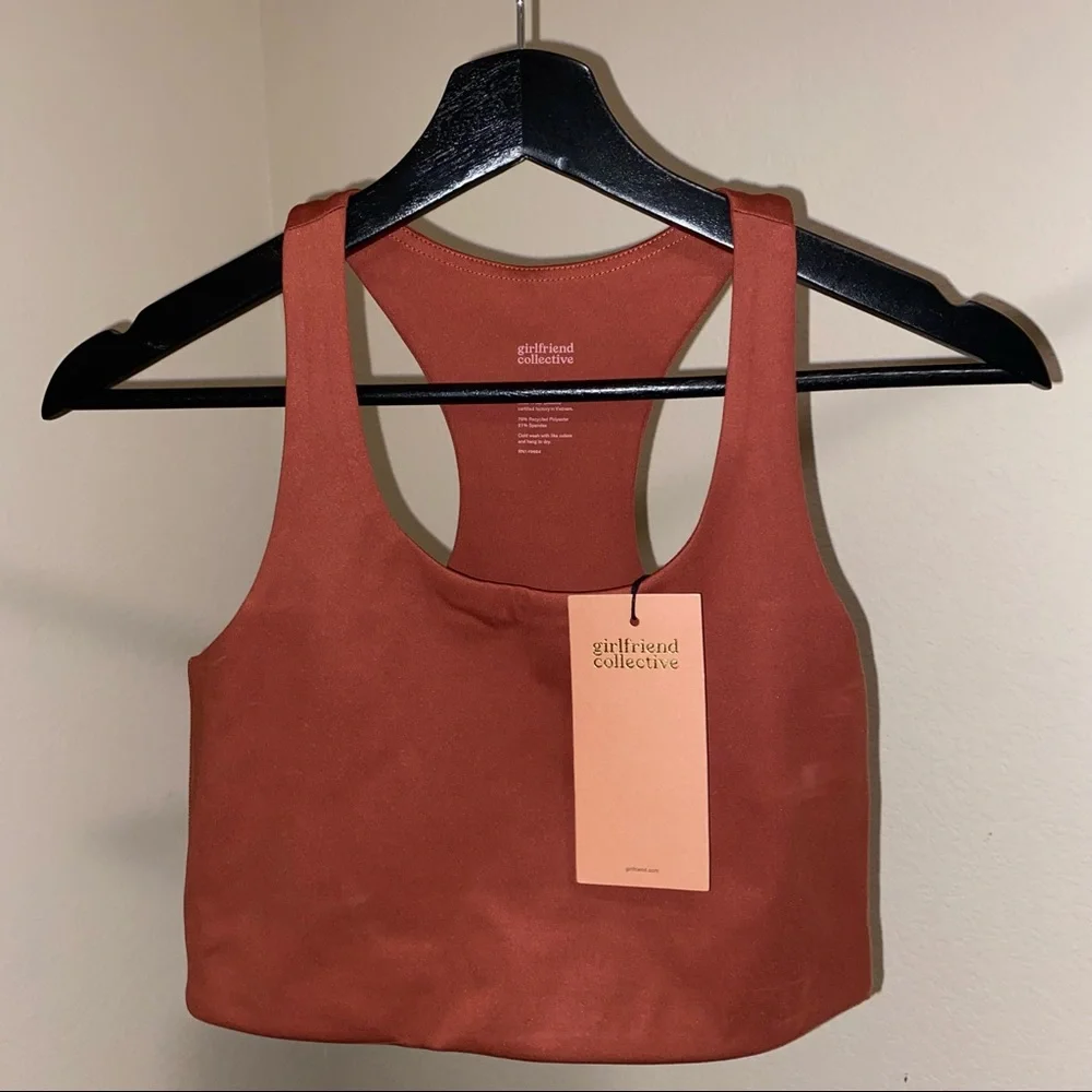 NWT Girlfriend Collective Paloma Racerback bra size medium color burnt orange - Picture 5 of 7